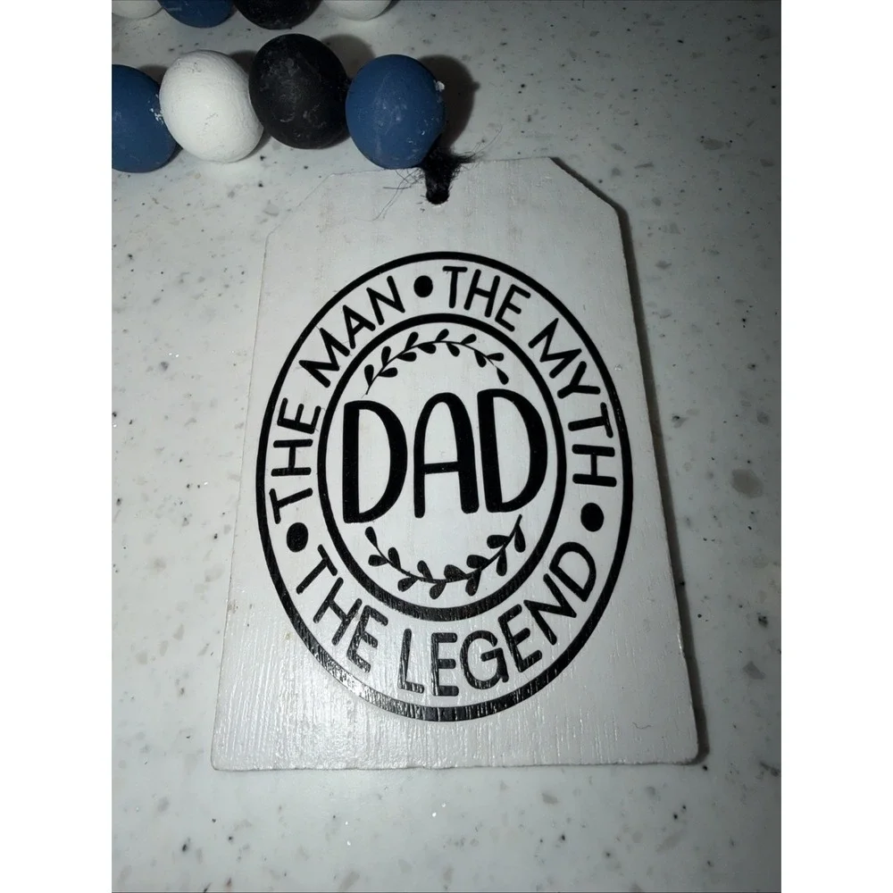 Father's Day Handmade Wood Bead Garland‎ The Man The Myth The Legend Decor Gift